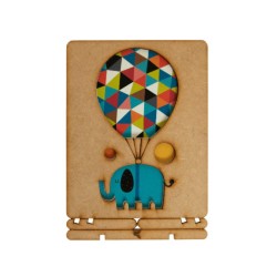Carte bois éléphant ballons_Komoni