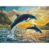 DIAMOND DOTZ® Carré Dauphins au coucher de soleil