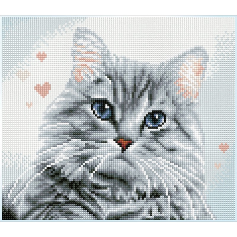 DIAMOND DOTZ® Carré Pricilla le Chat - Intermédiaire - Sans cadre