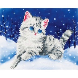 Kit DIAMOND DOTZ® Chaton dans la Neige - Avec cadre