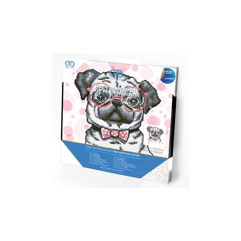 Kit DIAMOND DOTZ® Chien Bouledogue à lunettes - Avec cadre