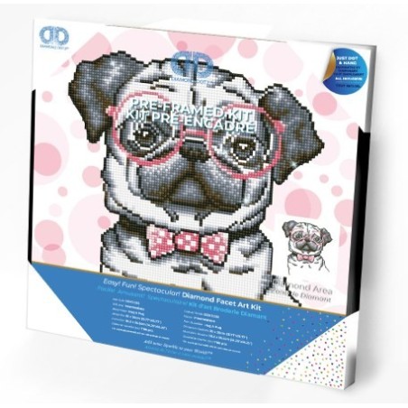 Kit DIAMOND DOTZ® Chien Bouledogue à lunettes - Avec cadre