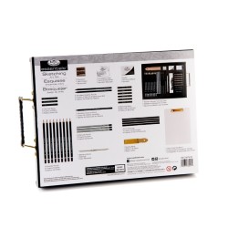 Coffret bois noir transparent ROYAL LANGNICKEL® Esquisse 35 pièces