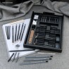 Coffret bois noir transparent ROYAL LANGNICKEL® Esquisse 35 pièces