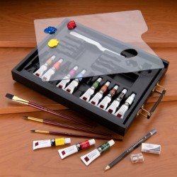 Coffret bois noir transparent ROYAL LANGNICKEL® Peinture aquarelle 21pcs