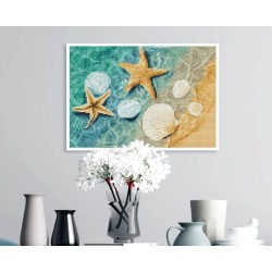 DIAMOND DOTZ® Carré Tableau de Coquillages - Avec cadre