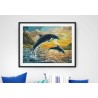 DIAMOND DOTZ® Carré Dauphins au coucher de soleil - Avec cadre