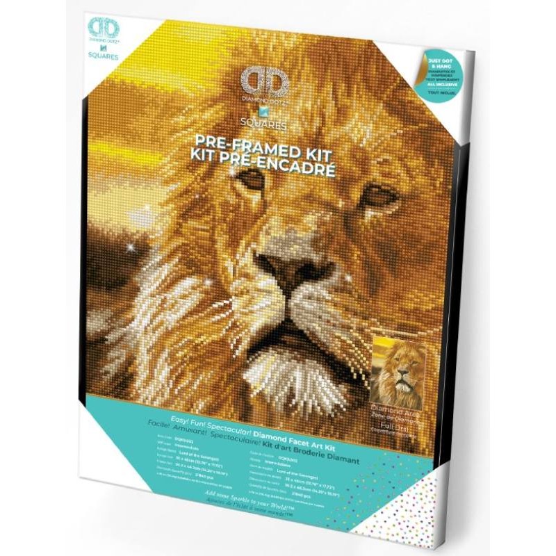 DIAMOND DOTZ® Carré Roi lion - Intermédiaire - Avec cadre