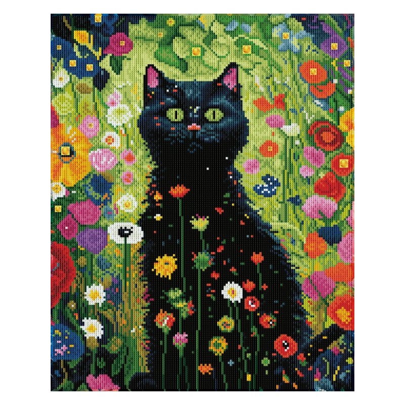 Kit DIAMOND DOTZ® Le chat noir au jardin
