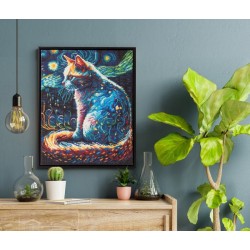 Kit DIAMOND DOTZ® Le chat à la nuit étoilée