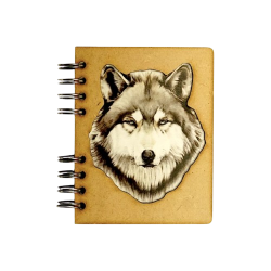 Carnet bois rechargeable KOMONI® – Modèle Loup
