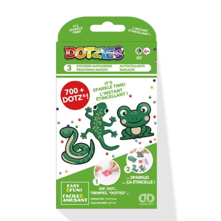 Kit DOTZIES® 3 stickers Serpent, lézard, grenouille