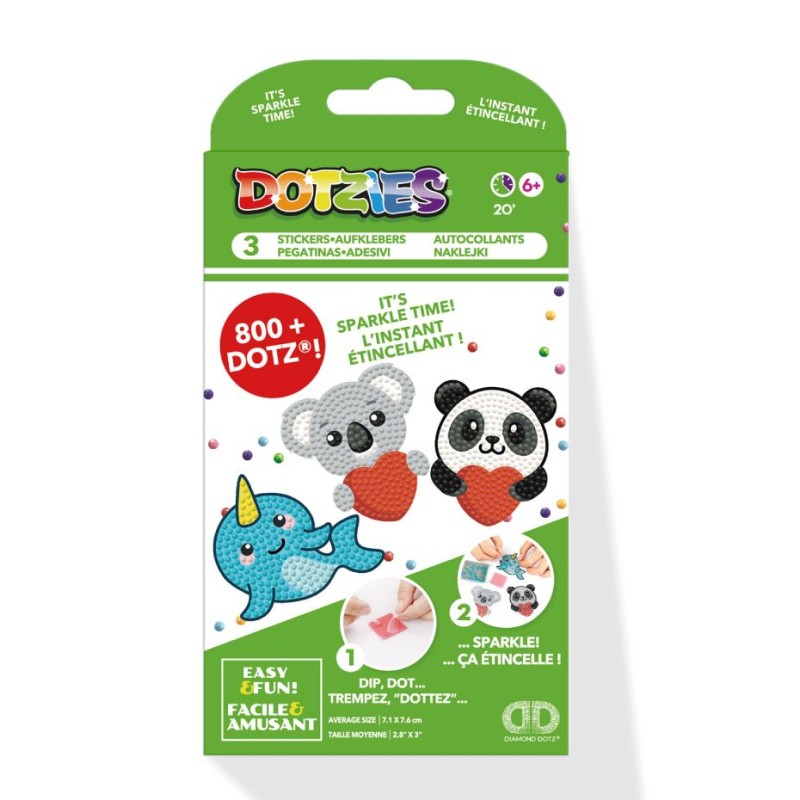 Kit DOTZIES® 3 stickers Panda, Koala, Narval