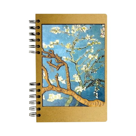 Carnet bois rechargeable KOMONI® - Les amandiers en fleurs Van Gogh