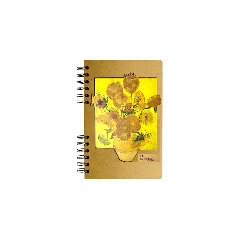Carnet bois rechargeable KOMONI® - Les tournesols Van Gogh