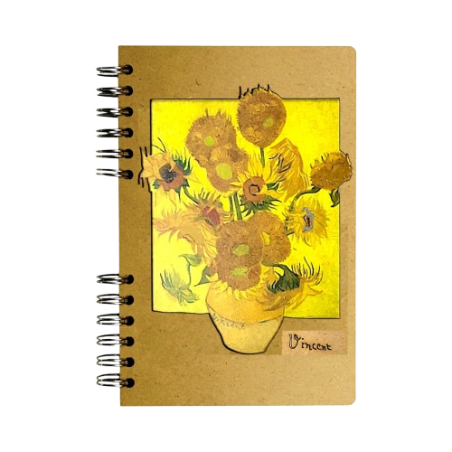 Carnet bois rechargeable KOMONI® - Les tournesols Van Gogh