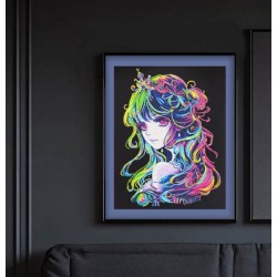 Kit Diamond Dotz® fond noir suédine - Princesse animé japonais