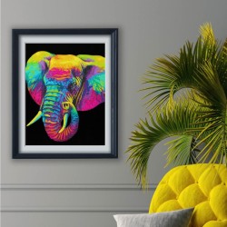 Kit Diamond Dotz® fond noir suédine - l'Éléphant arc-en-ciel