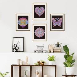 Kit Dotzies® 4 designs fond noir suédine - Mandalas