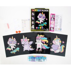 Kit Dotzies® 4 designs fond noir suédine - Licornes