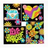 Kit Dotzies® 4 designs fond noir suédine - Peace and Love