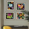 Kit Dotzies® 4 designs fond noir suédine - Peace and Love