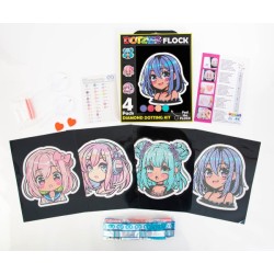 Kit Dotzies® 4 designs fond noir suédine - Héroïnes Manga