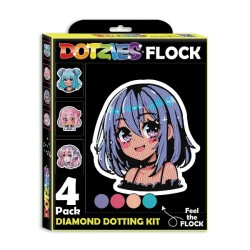 Kit Dotzies® 4 designs fond noir suédine - Héroïnes Manga