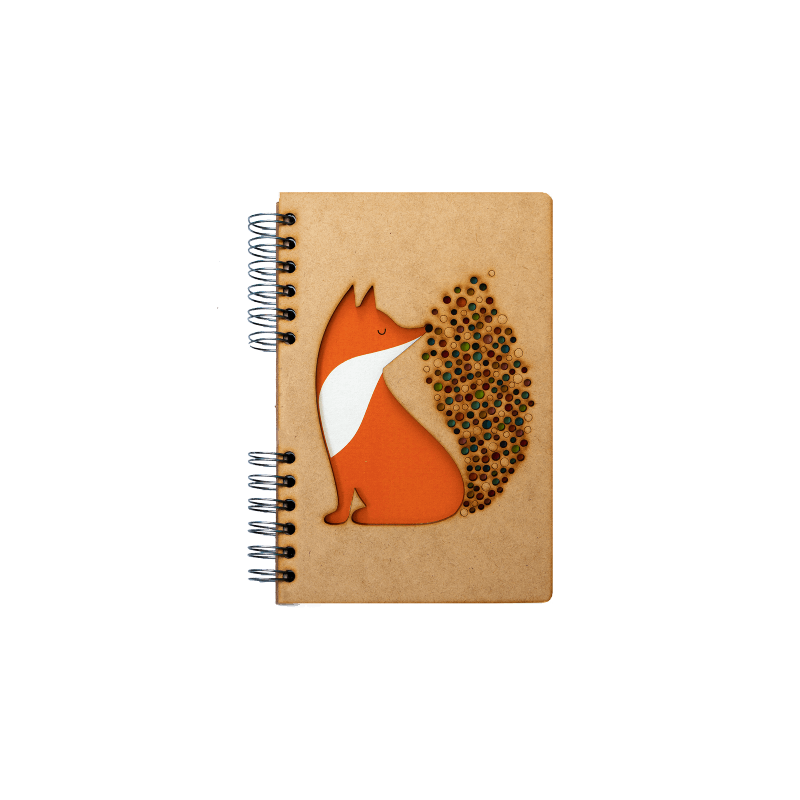 Carnet bois rechargeable KOMONI® – Modèle Renard Little Fire