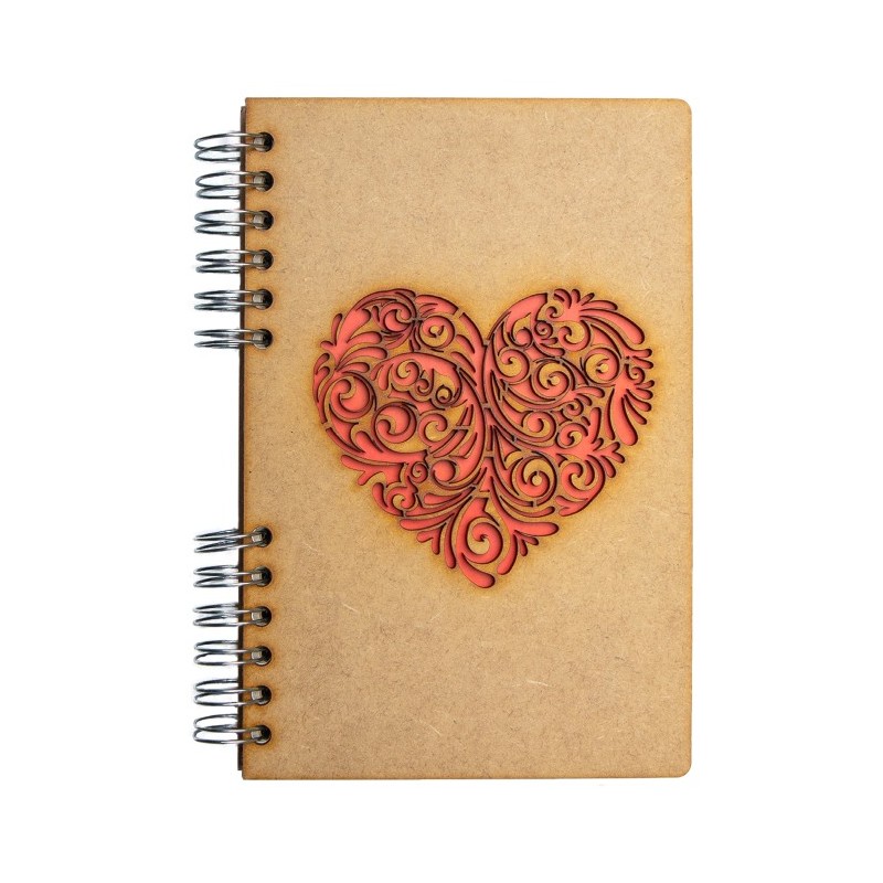 Carnet A4 Komoni - modèle coeur rouge