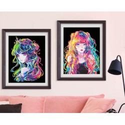 Kit Diamond Dotz® fond noir suédine - Héroïne Animé japonias