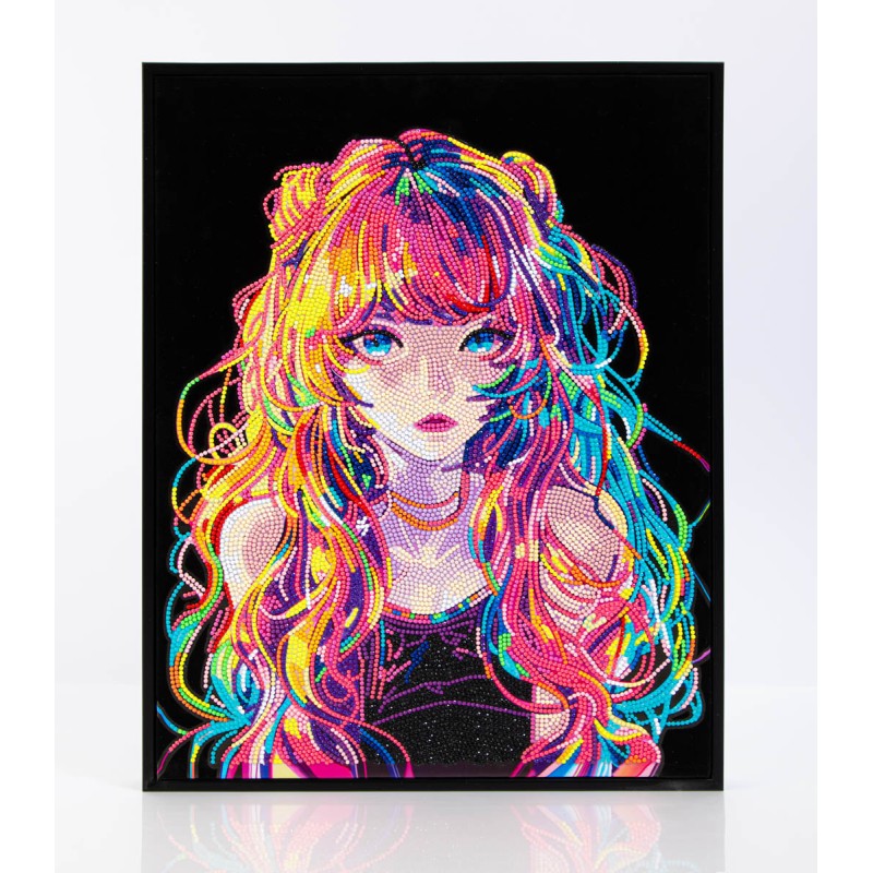 Kit Diamond Dotz® fond noir suédine - Héroïne Animé japonias