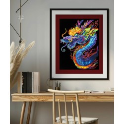 Kit Diamond Dotz® fond suédine noir - Dragon fluorescent