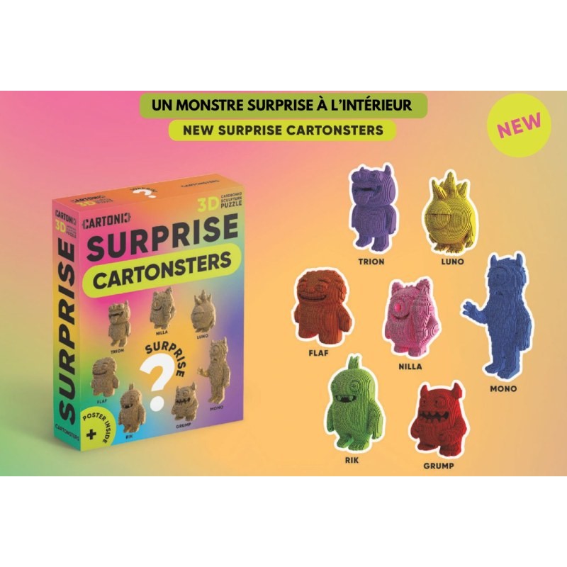 CARTONIC® - Modèle Surprise Cartonsters VENDU au display x10 pcs