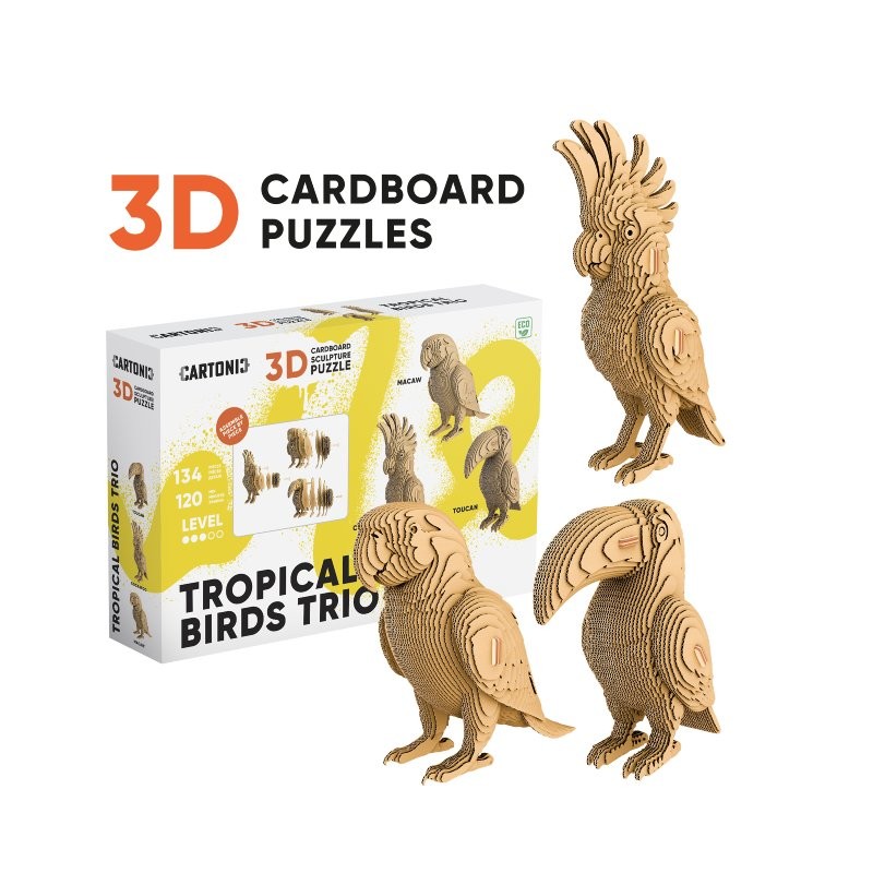 Cartonic® - Trio d'oiseaux tropicaux