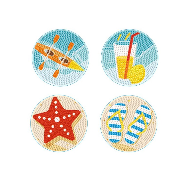 4 sous-verres Diamond Dotz® Motifs vacances