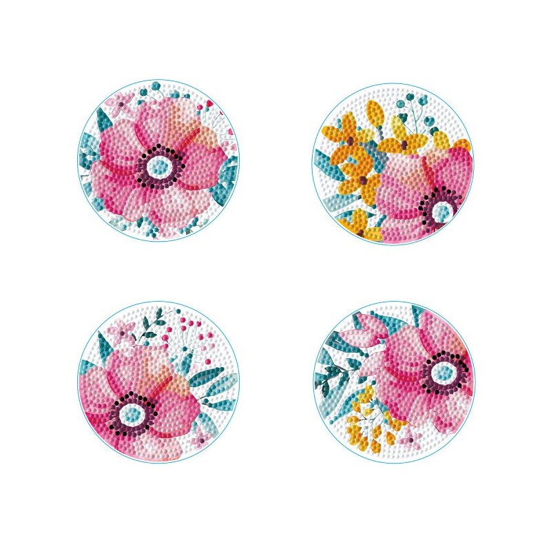 4 sous-verres Diamond Dotz Motifs floraux
