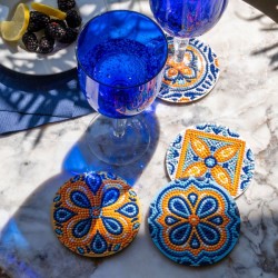 Kit 4 sous-verres Diamond Dotz® - Motifs Faïence portugaise