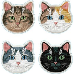 kit 4 sous verres Diamond Dotz chats