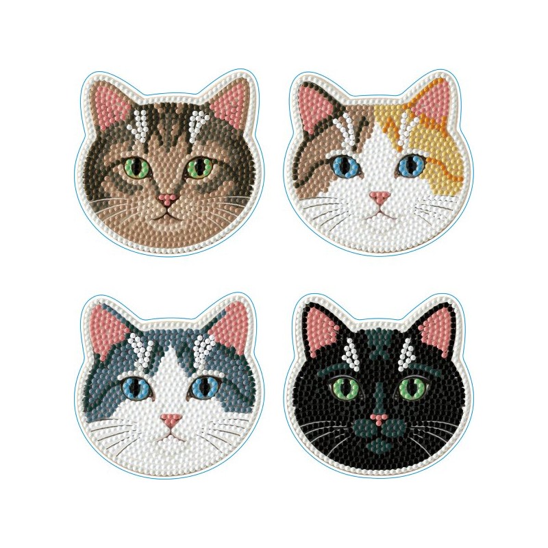 kit 4 sous verres Diamond Dotz chats
