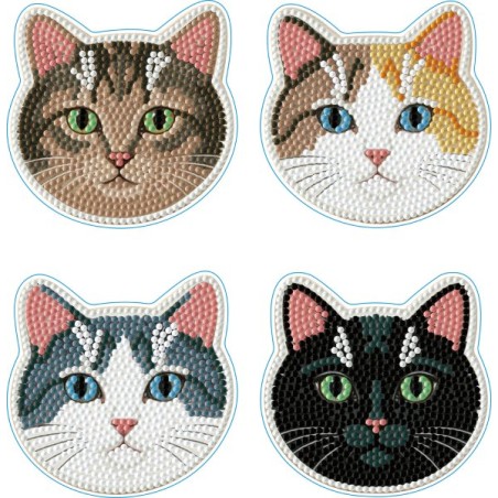 kit 4 sous verres Diamond Dotz chats
