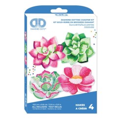 Kit 4 sous-verres Diamond Dotz® - Motifs succulentes