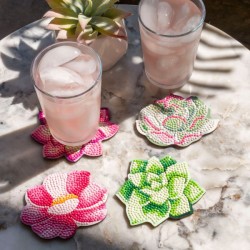 Kit 4 sous-verres Diamond Dotz® - Motifs succulentes