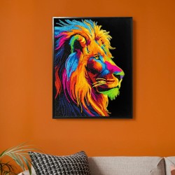Diamond Dotz® fond suédine noir - Lion lumineux
