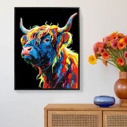Diamond Dotz® fond suédine noir - La vache des Highlands